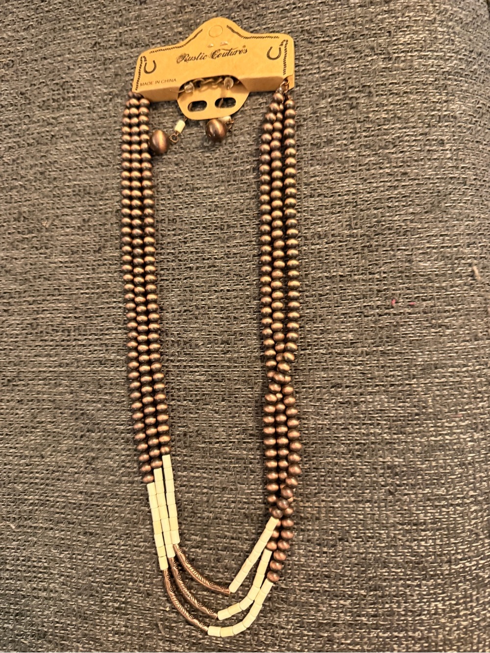 Multi-Strand Bronze Beaded Necklace -